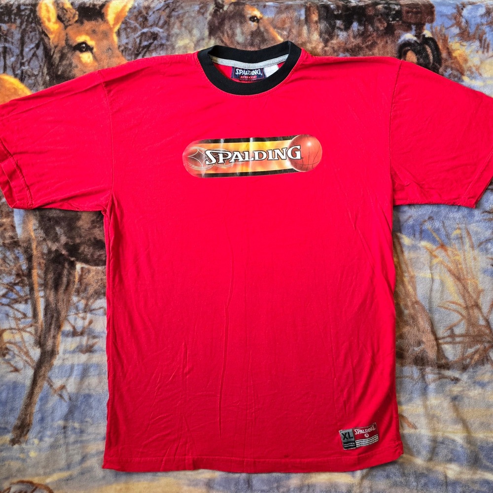 Vintage Spalding Basketball 90s Sport Promo Mock Neck RARE Retro Y2K Tee sz XL